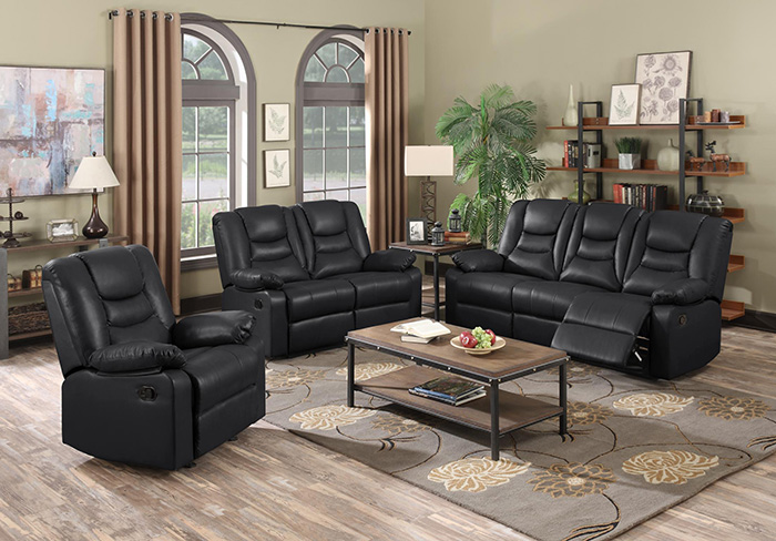 Kirk Bonded Pu Three Seater Recliner - Click Image to Close